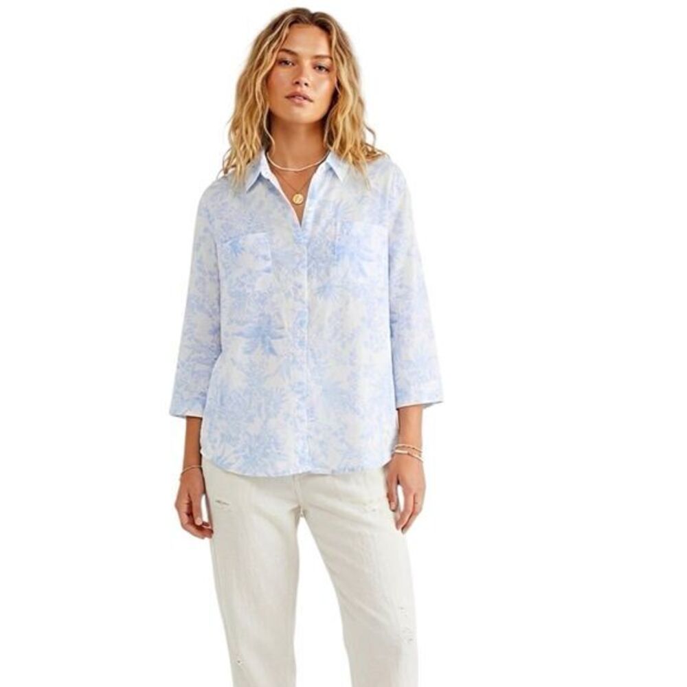 Croft & Barrow Womens Shirt Button down Sz Petite PXXL Floral Print Garden Party